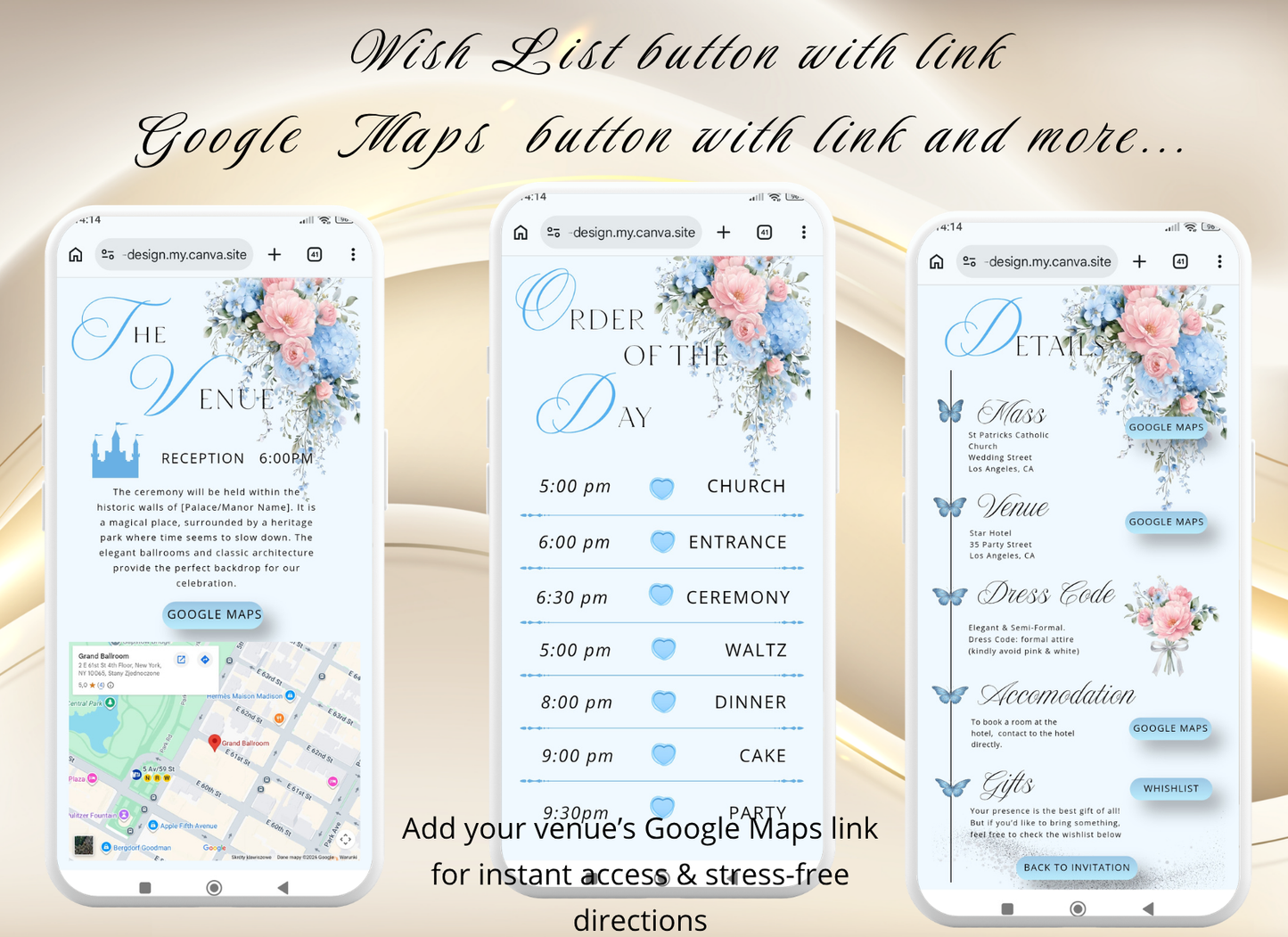 Blue Pink Quinceanera Invitation Website|Blue Pink Mis 15 Quince Invitation