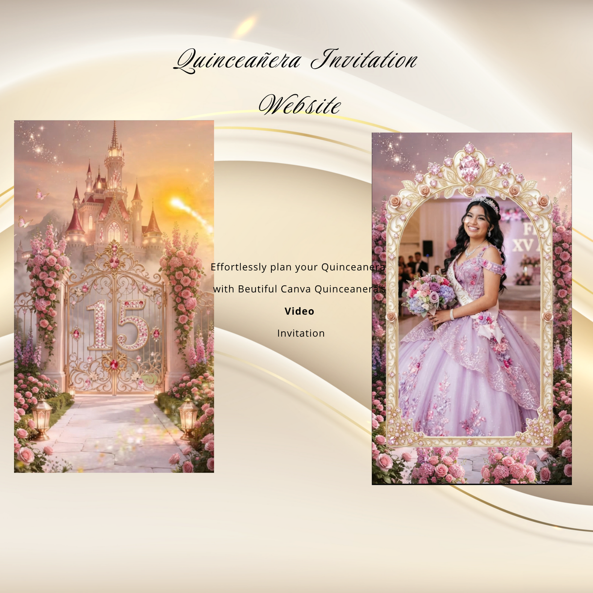 Invitación Digital Video XV Años Puertas de Castillo Estilo Bridgerton Animado Cinematográfica Rosa|Quinceanera Animated Video Invitation with Opening Castle Gates | Canva