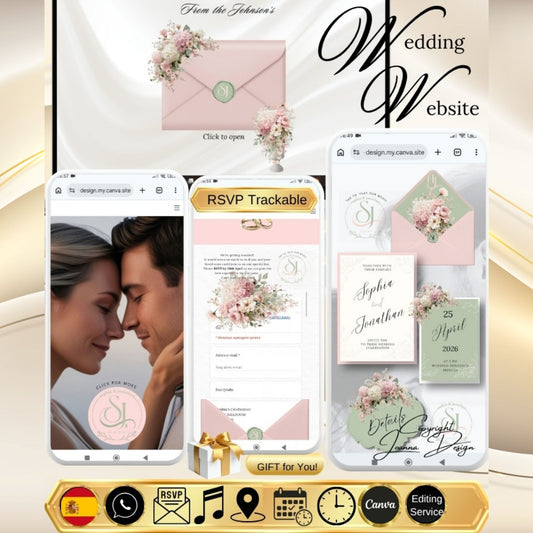 Blush Pink Sage Green Wedding Invitation Website Video Digital|Pink Sage Green Floral Wedding Invite Interactive