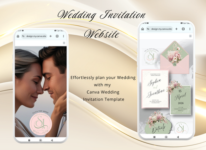 Blush Pink Sage Green Wedding Invitation Website Video Digital|Pink Sage Green Floral Wedding Invite Interactive