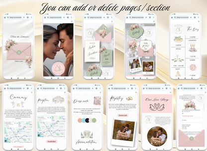 Blush Pink Sage Green Wedding Invitation Website Video Digital|Pink Sage Green Floral Wedding Invite Interactive