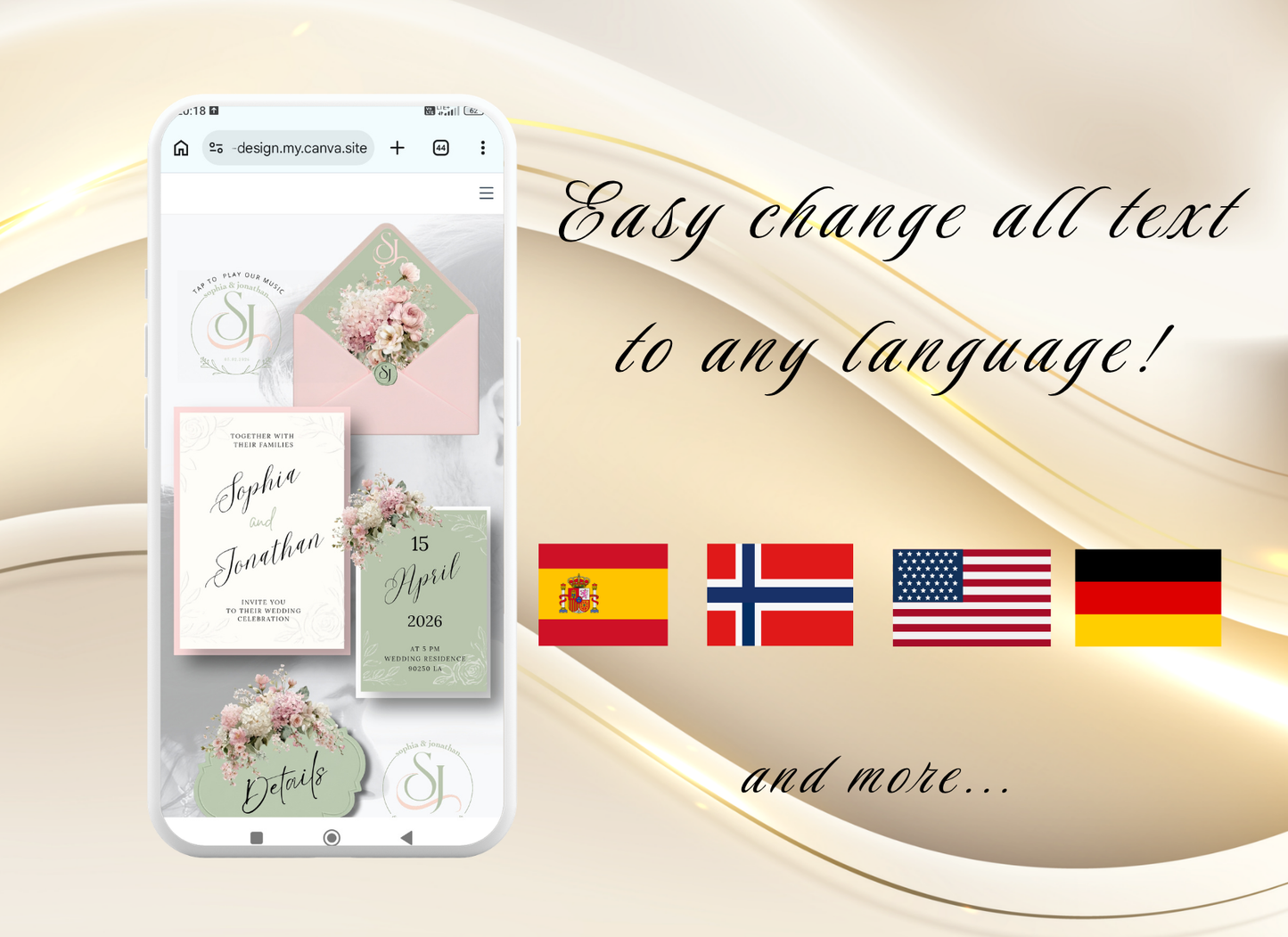 Blush Pink Sage Green Wedding Invitation Website Video Digital|Pink Sage Green Floral Wedding Invite Interactive