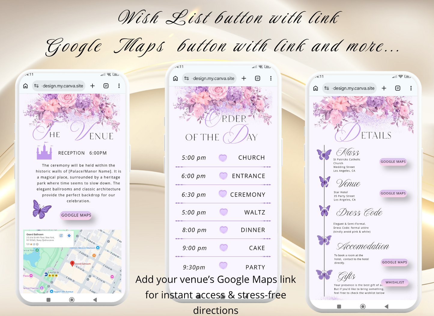 Lavender Quinceanera Invitation Website|Pink Mis 15 Anos Website Invitation Digital|064q