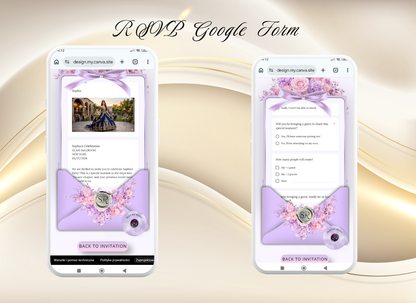 Lavender Quinceanera Invitation Website|Pink Mis 15 Anos Website Invitation Digital|064q