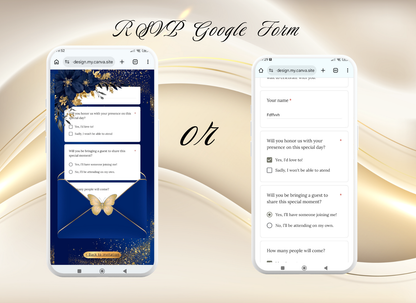Navy Blue Quinceanera Invitation Website Digital, Princess Birthday Invitation Digital,(036qw)