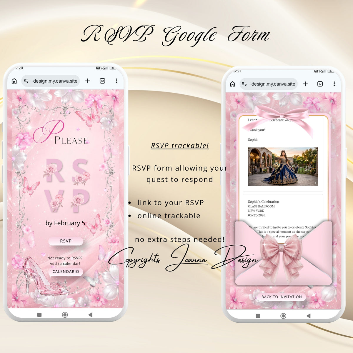 Pink Quinceanera Invitation Website Digital|Princess Birthday Invitation Digital|11q