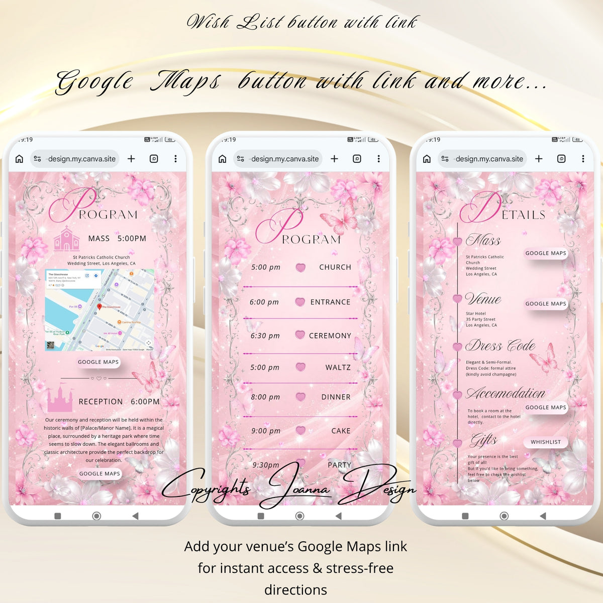 Pink Quinceanera Invitation Website Digital|Princess Birthday Invitation Digital|11q