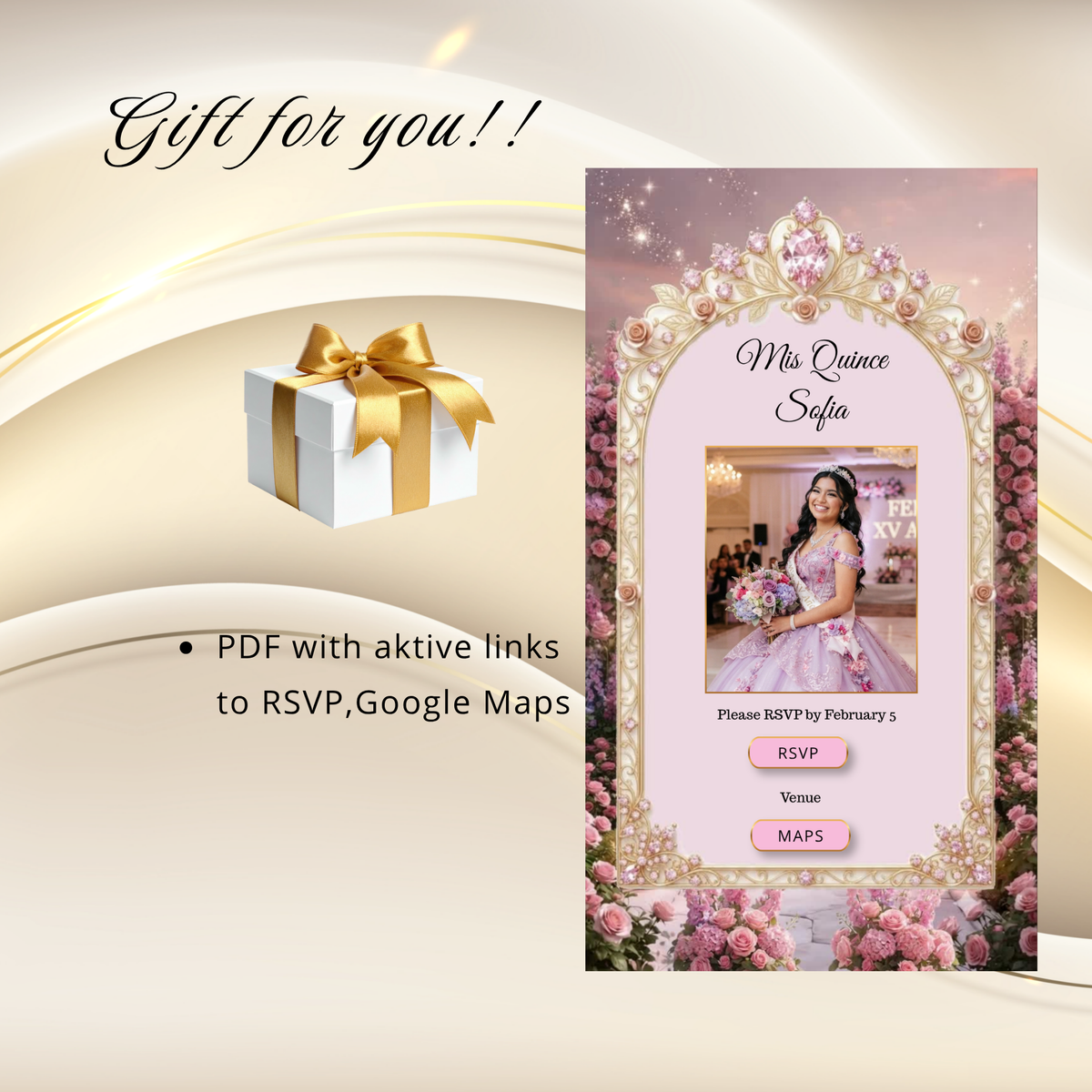 Invitación Digital Video XV Años Puertas de Castillo Estilo Bridgerton Animado Cinematográfica Rosa|Quinceanera Animated Video Invitation with Opening Castle Gates | Canva