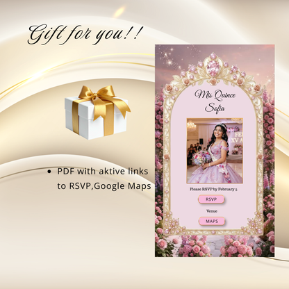 Invitación Digital Video XV Años Puertas de Castillo Estilo Bridgerton Animado Cinematográfica Rosa|Quinceanera Animated Video Invitation with Opening Castle Gates | Canva