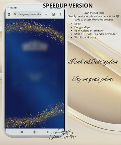 Navy Blue Quinceanera Invitation Website Digital, Princess Birthday Invitation Digital,(036qw)