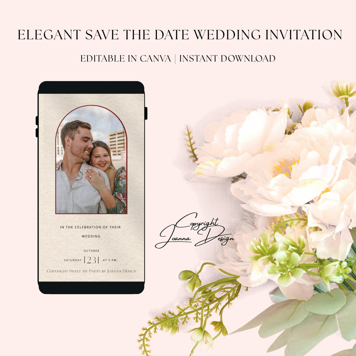 Sage Green Wedding Invitation Digital Video Animated, (0-003WV)