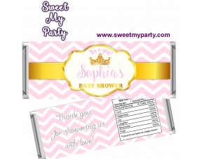 Pink And Gold Crown Baby Shower Candy Bar Wrappers Pink And Gold