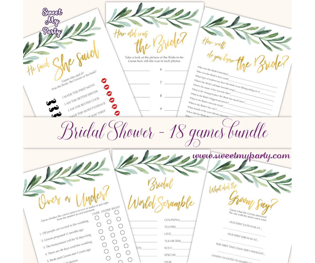 Greenery Bridal Shower games bundle|eucalypthus Bridal Shower games ...