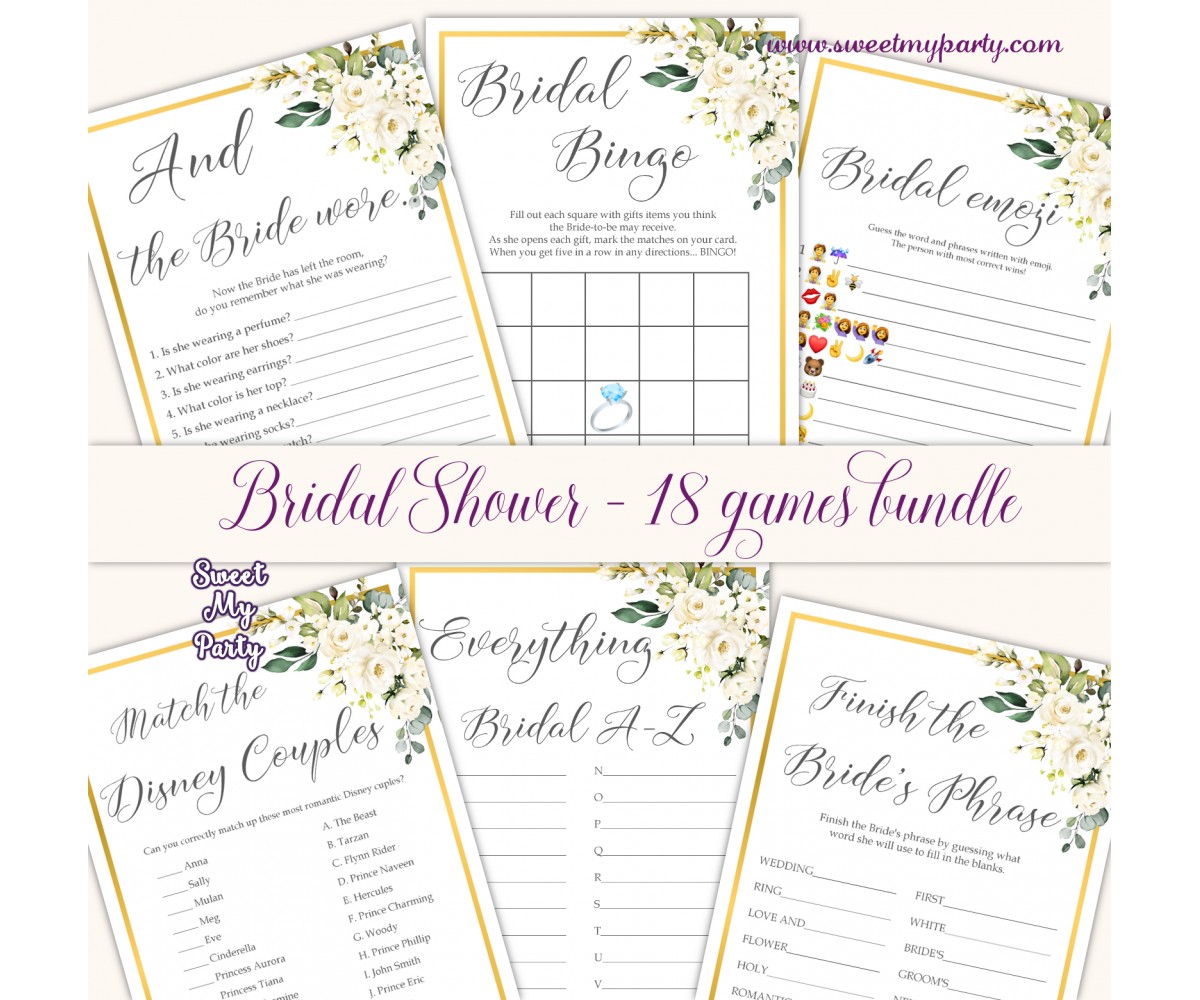 Cream Roses Bridal Shower games bundle|Cream Flowers Bridal Shower ...