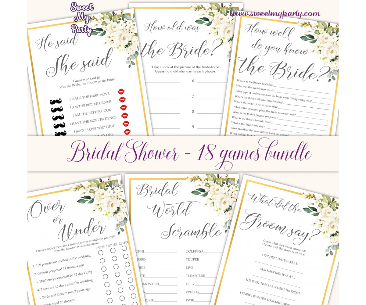 Cream Roses Bridal Shower games bundle|Cream Flowers Bridal Shower ...