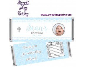 baptism candy bar wrappers with photo for boy|christening candy bar ...