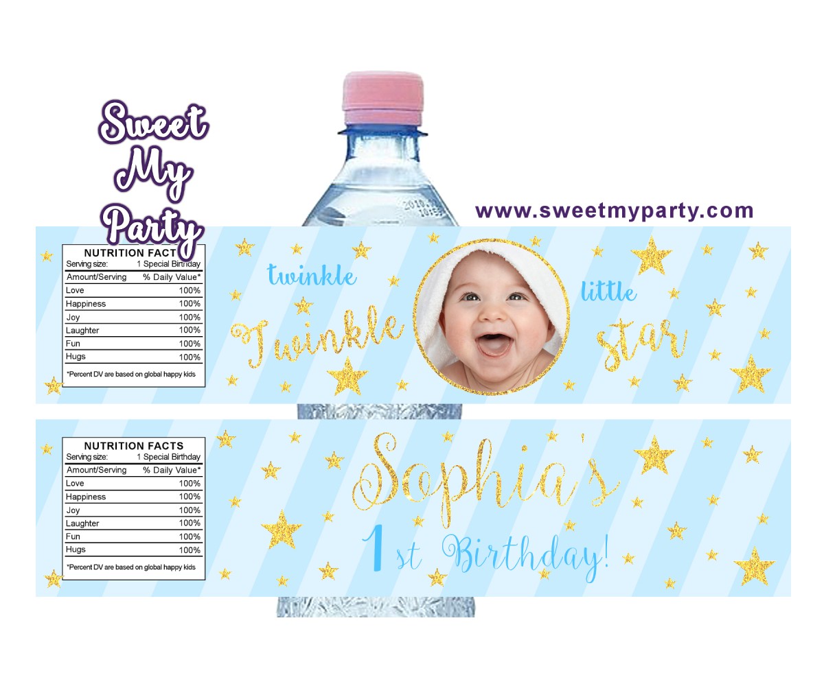 Twinkle Little Star Water Bottle Labels